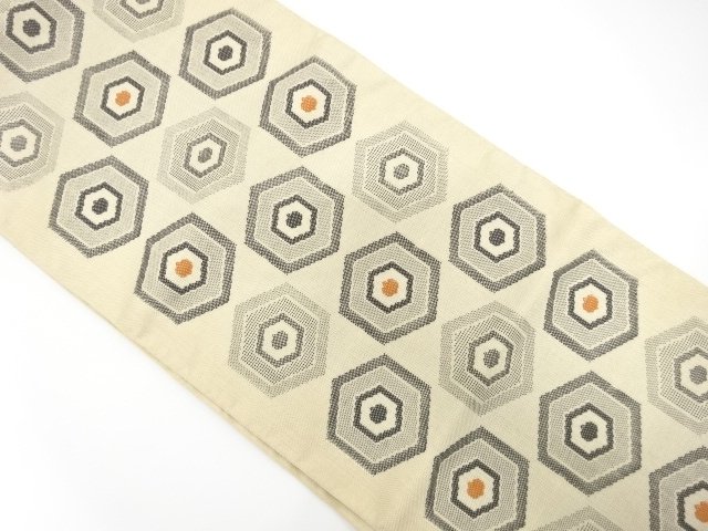 未使用品　重ね亀甲模様織り出し　名古屋帯